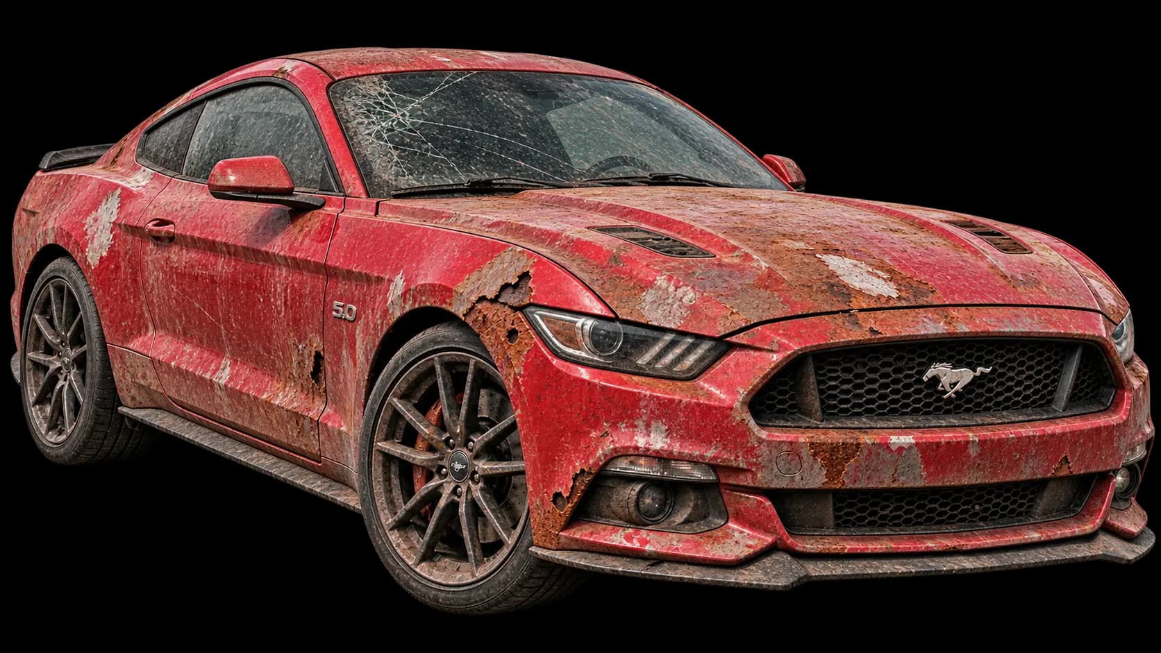 Vehicle before detailing, showing rust, oxidation and heavy grime